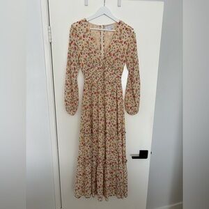 Lost + Wander Cream Floral Long Sleeve Dress